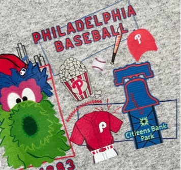 Baseball Doodle Sweatshirt in Grey and Blue for Toddlers, Youth and Adult