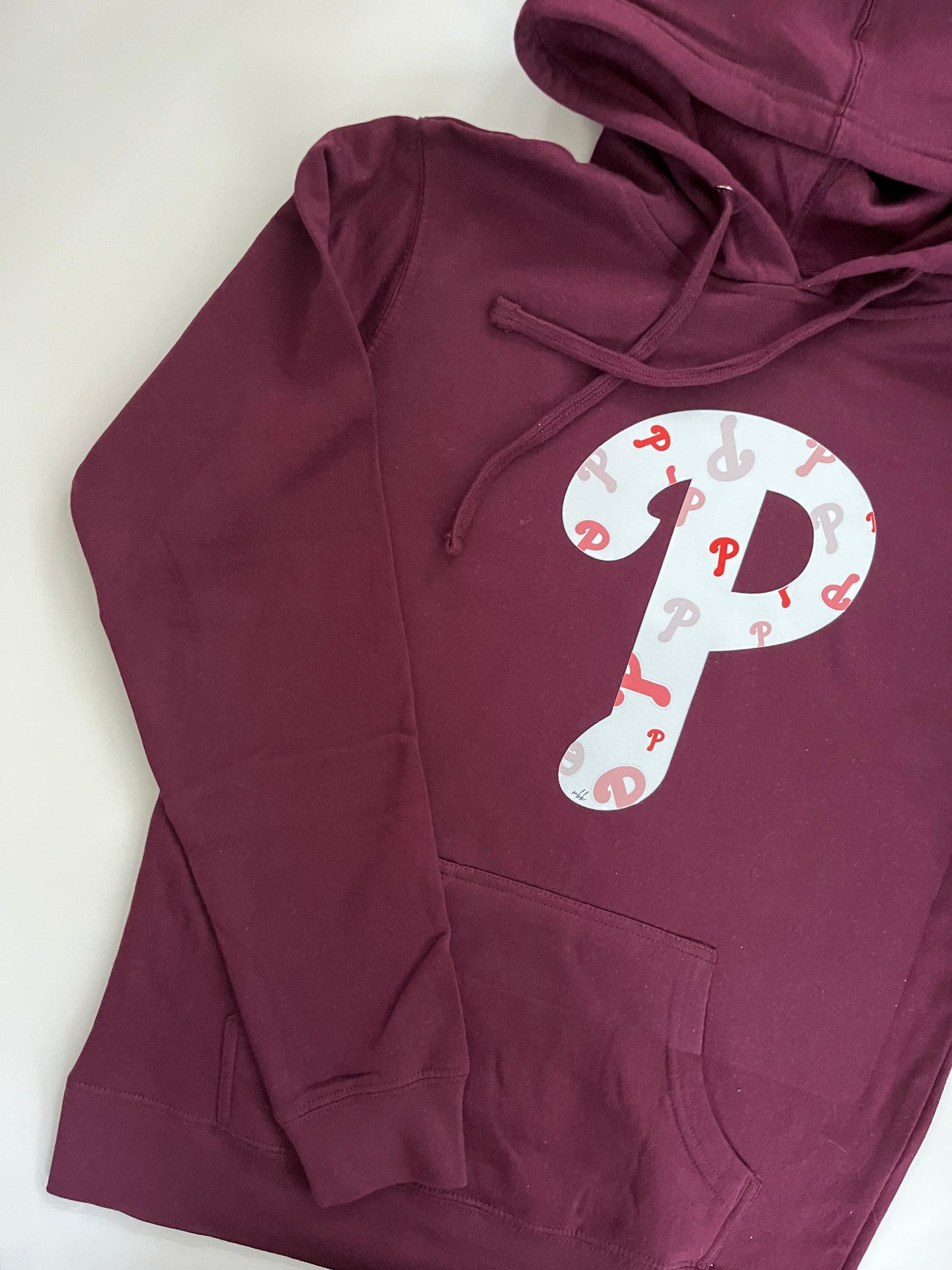 Women's Maroon Hoodie with White P