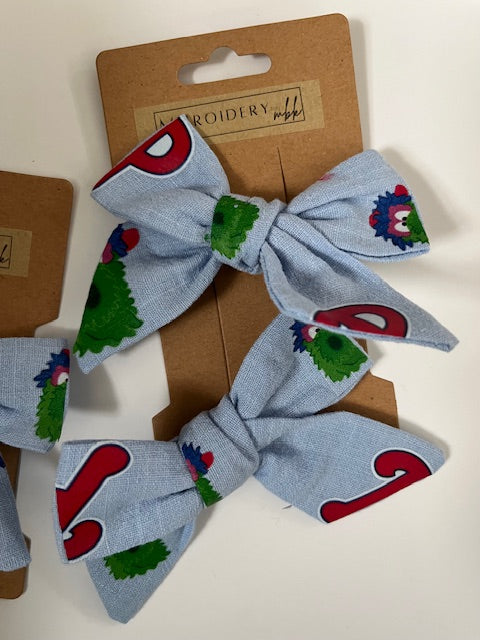 Baby Blue Baseball Hair Bows