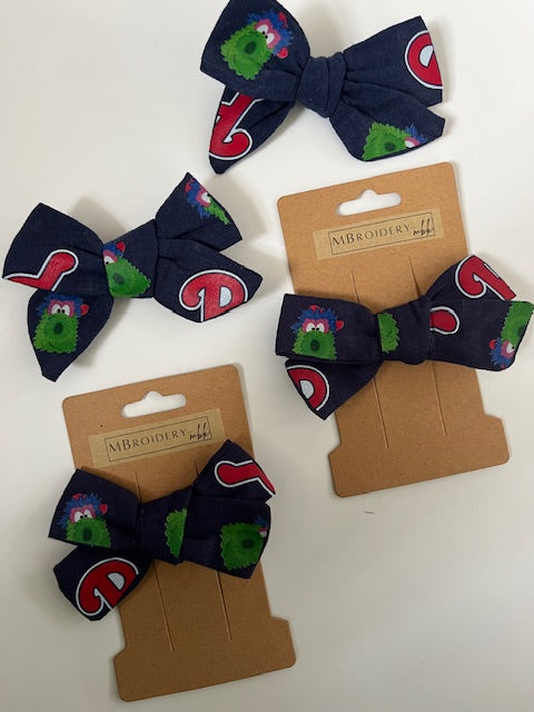 Navy Blue Baseball Hair Bow Alligator Clip (2" and 5")