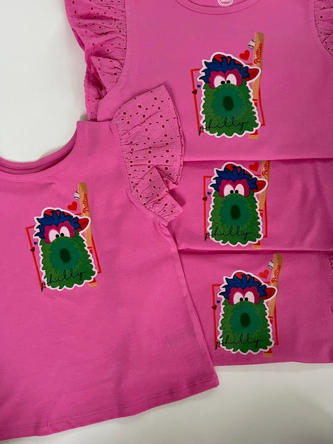 Girls Eyelet Pink Phanatic T-Shirt