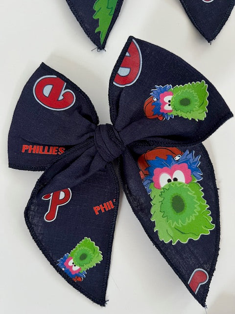 Navy Blue Baseball Hair Bow Alligator Clip (2" and 5")