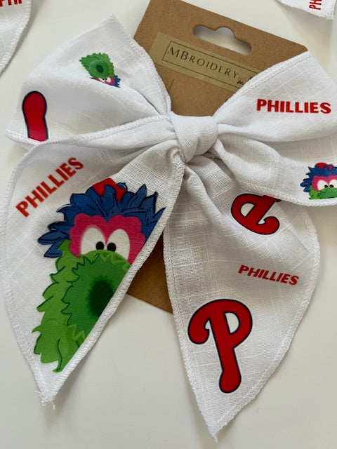 White Baseball Phanatic Hair Bows