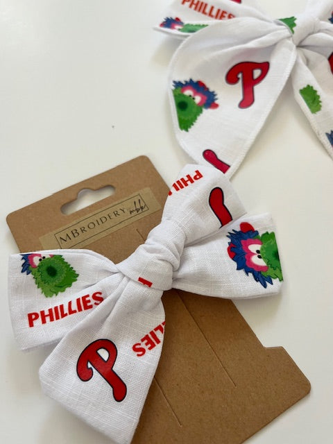 White Baseball Phanatic Hair Bows