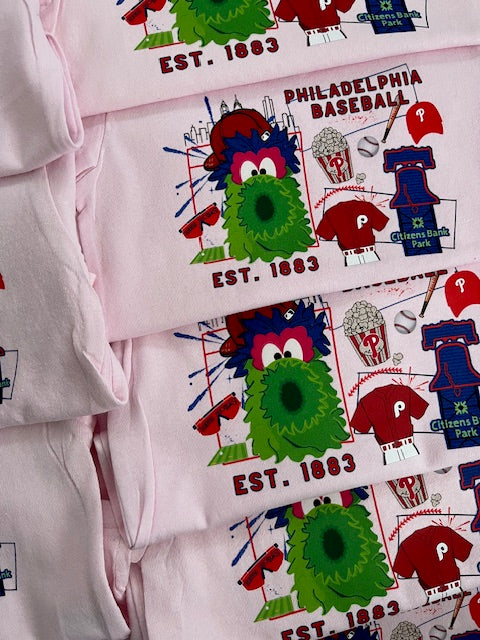 Baseball Doodle T-Shirt in Grey and Pink for Baby/Toddlers