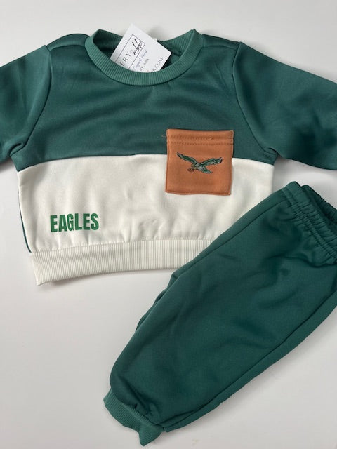 Eagles White and Green Color Block Set for Infants/Toddlers