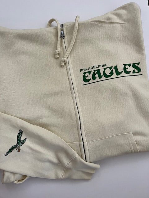 Cream Eagles Zip Up Hoodie