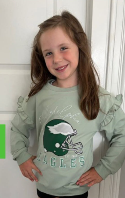 Ruffle Sleeve Football Helmet Sweatshirt