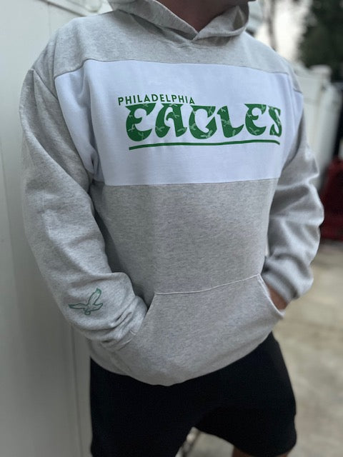 Grey and White Adult Eagles Hoodie