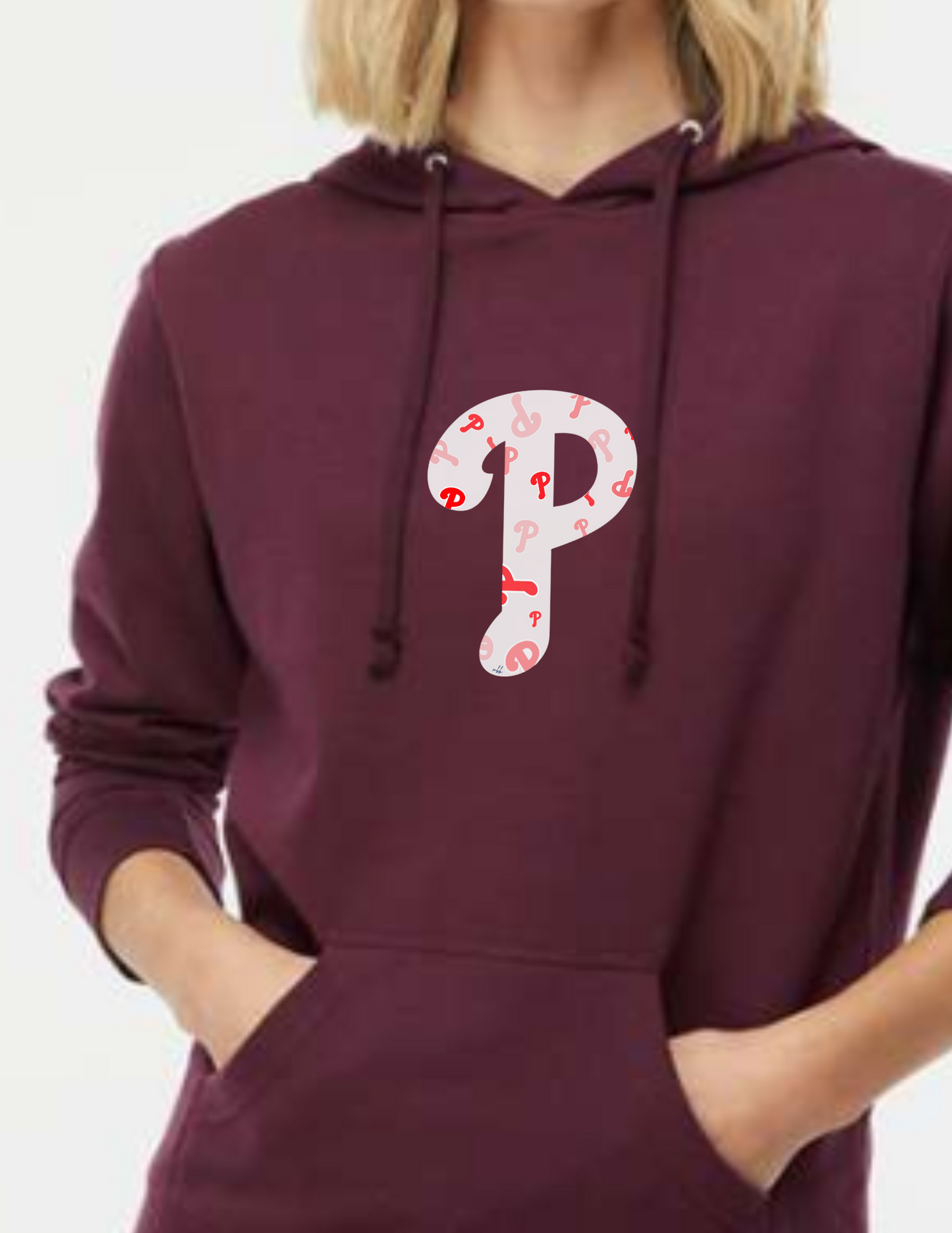 Women's Maroon Hoodie with White P