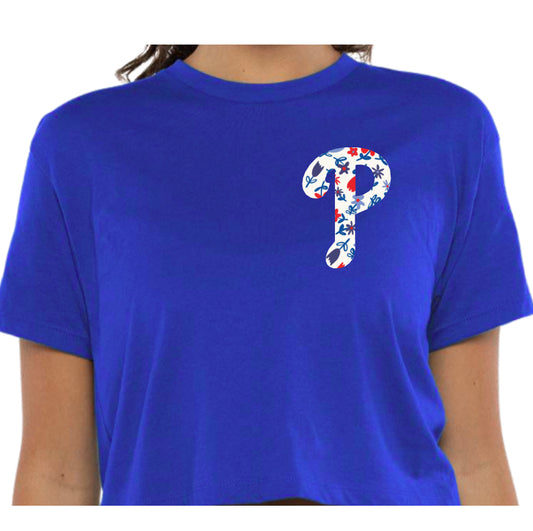 Women's Cropped T-Shirt Royal Blue