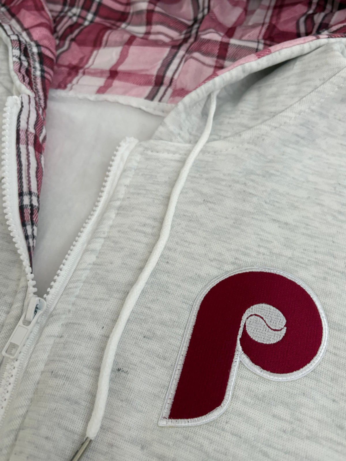 Women's Grey Zip Up Old School P Hoodie