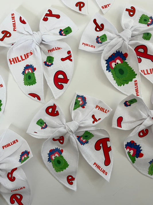 White Baseball Phanatic Hair Bows