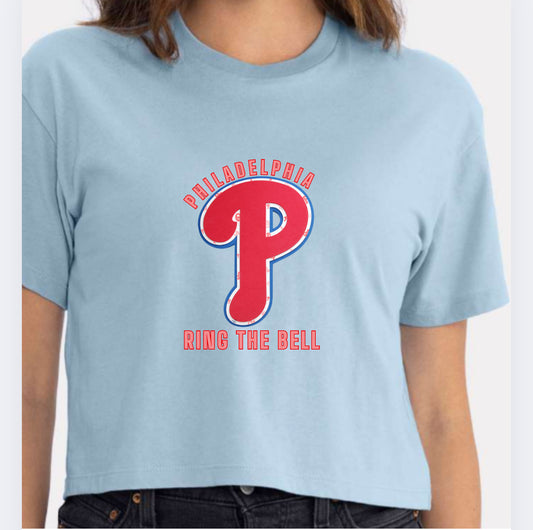 Women's Cropped T-Shirt in Stone Blue