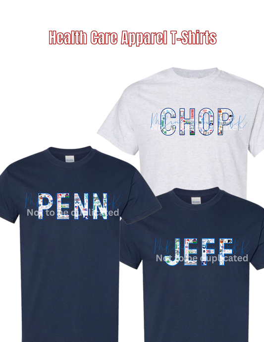 Philly Sports Health Care T-Shirts (CHOP, PENN, JEFF, St. Chris)
