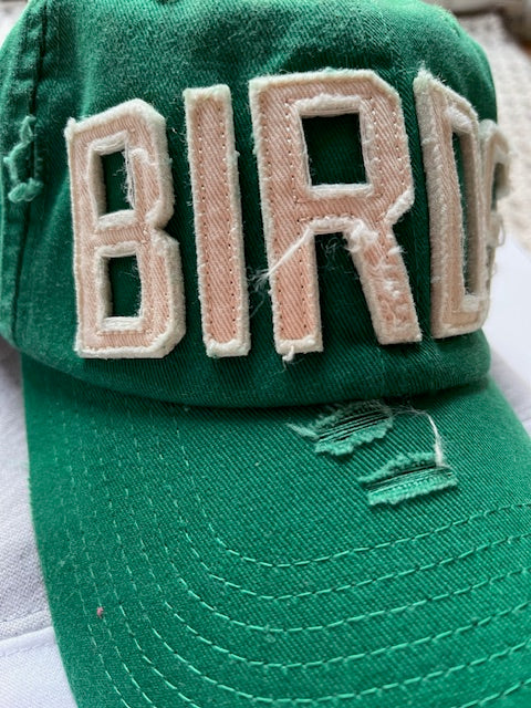 BIRDS Distressed Kelly Green Hat