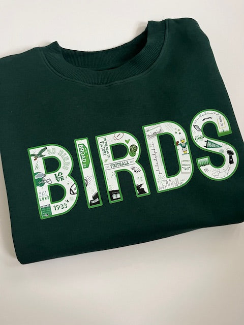 BIRDS Dark Green Kids Sweatshirt