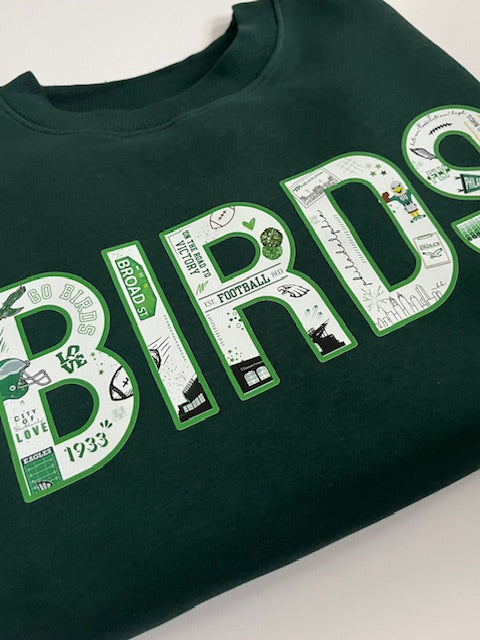 BIRDS Dark Green Kids Sweatshirt