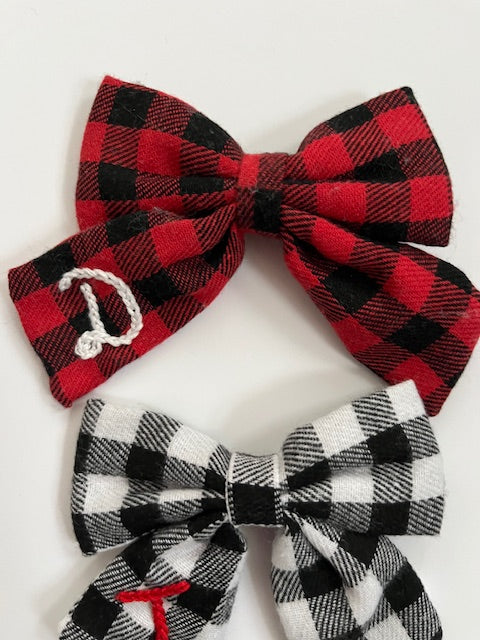 Hand Embroidered Christmas Plaid Bows