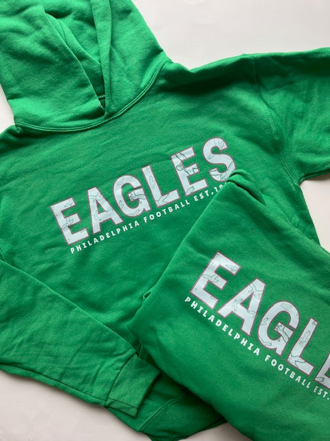 Youth Green with Pink Outline Hoodie