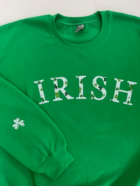 Irish Sweatshirt with Shamrock Sleeve