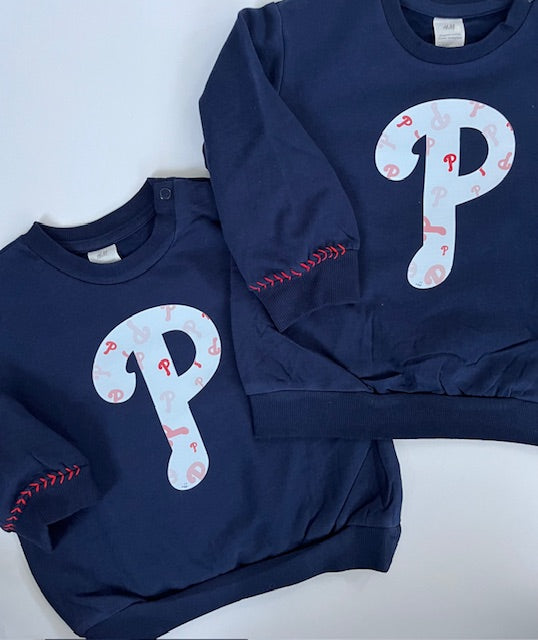 Navy White "P" Sweatshirt for Baby and Toddler