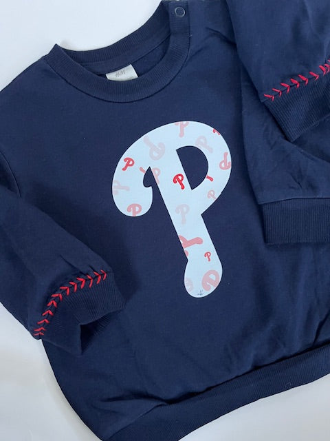 Navy White "P" Sweatshirt for Baby and Toddler