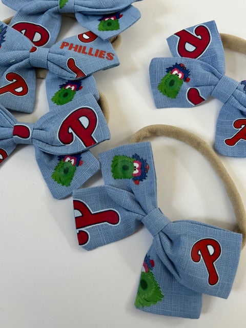 Baby Blue Baseball Hair Bows