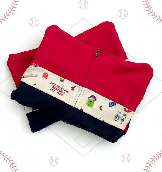 Zip Up Colorblock Baseball Youth Hoodie