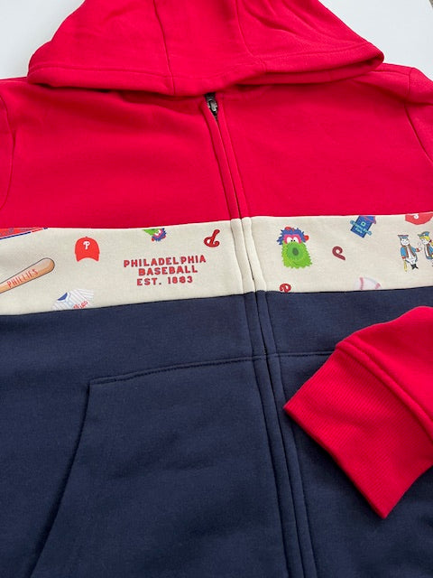 Zip Up Colorblock Baseball Youth Hoodie