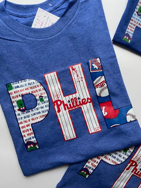 Marsh Walk Up Song PHL T-Shirt in Heather Vintage Blue