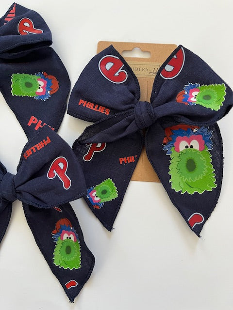 Navy Blue Baseball Hair Bow Alligator Clip (2" and 5")