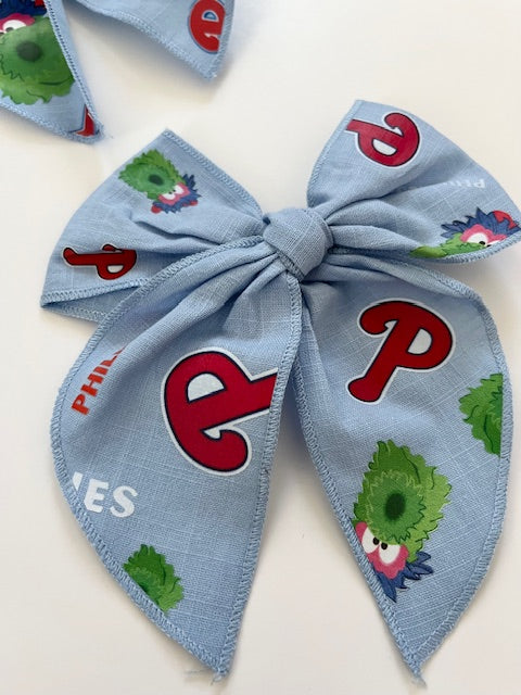 Baby Blue Baseball Hair Bows