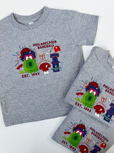 Baseball Doodle T-Shirt in Grey and Pink for Baby/Toddlers