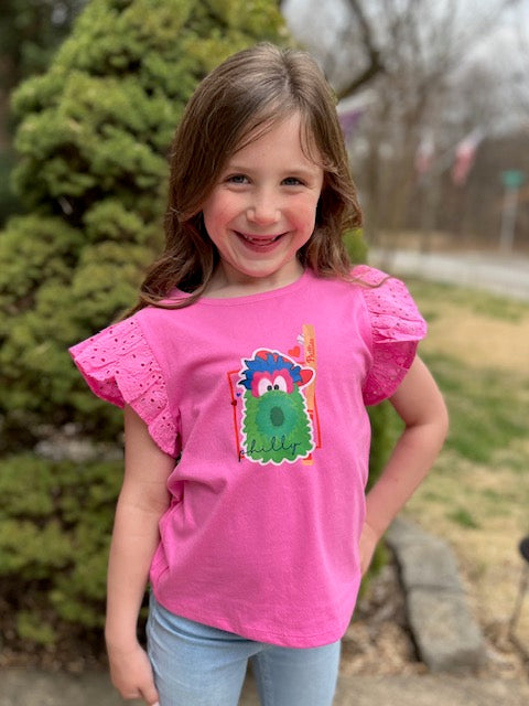 Girls Eyelet Pink Phanatic T-Shirt