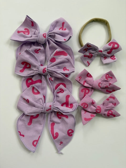 Purple Baseball Hair Bows
