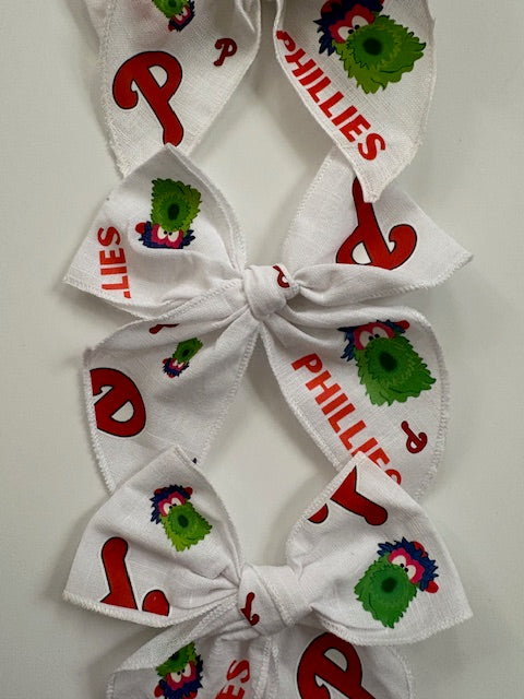 White Baseball Phanatic Hair Bows