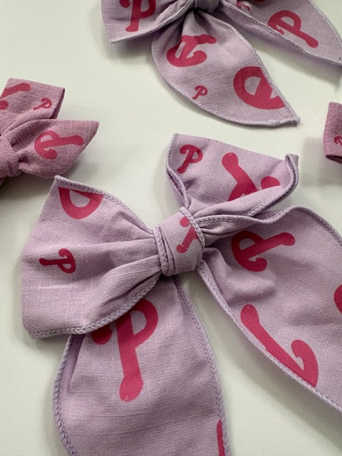 Purple Baseball Hair Bows