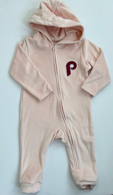 Baseball Velour Baby Coverall