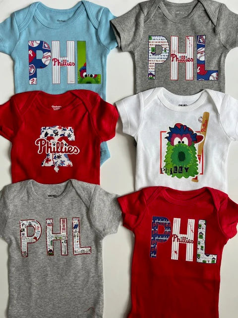 Phillies Baseball Baby Onesies