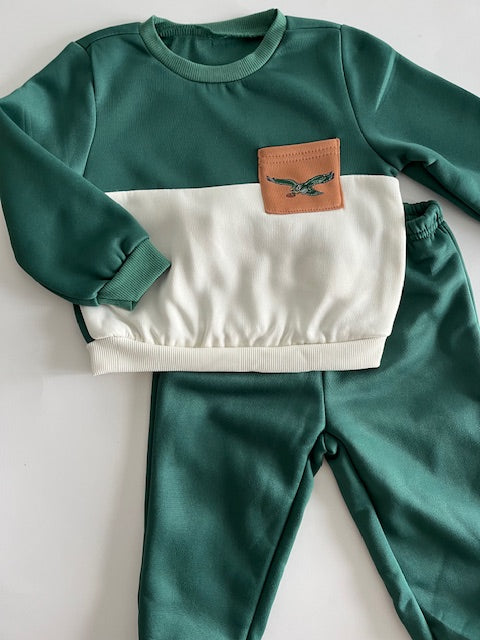 Eagles White and Green Color Block Set for Infants/Toddlers