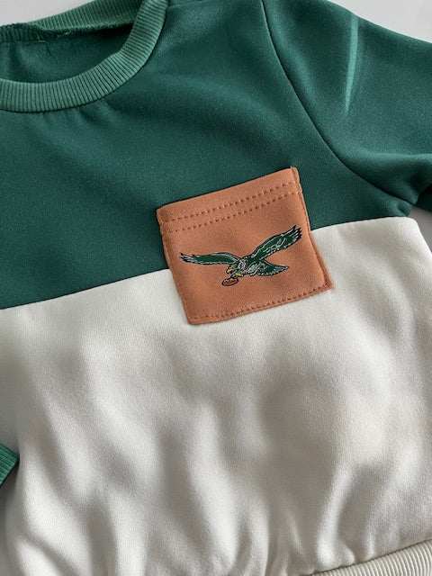 Eagles White and Green Color Block Set for Infants/Toddlers