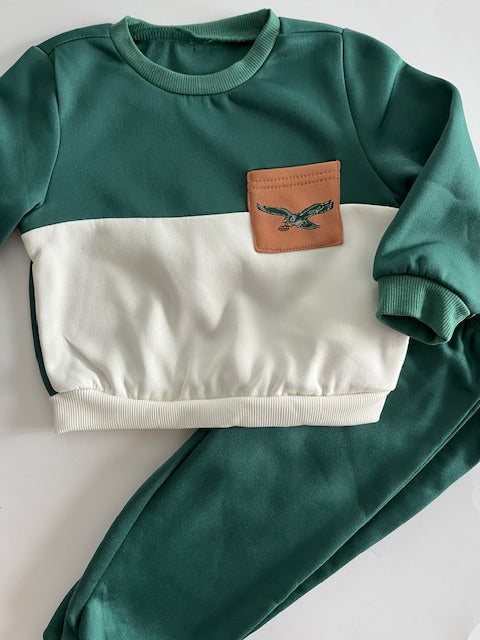 Eagles White and Green Color Block Set for Infants/Toddlers