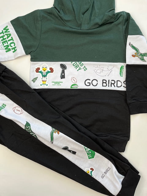 Eagles Color Block Hoodie Set