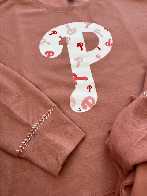 Women's Mauve Baseball Cropped Sweatshirt