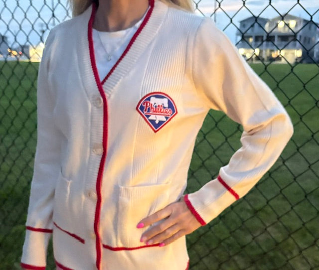 Women's Ivory Varsity Cardigan