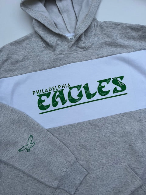 Grey and White Adult Eagles Hoodie