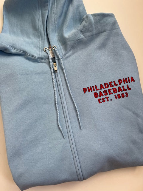 XL Zip Up Phillies Baby Blue Hoodie