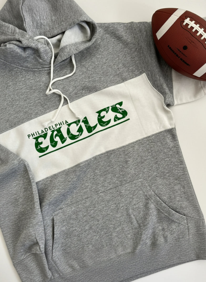 Grey and White Adult Eagles Hoodie