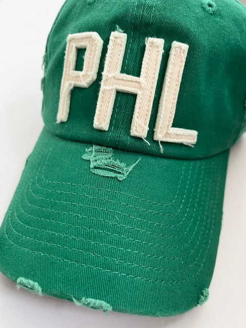Distressed PHL Kelly Green Hat
